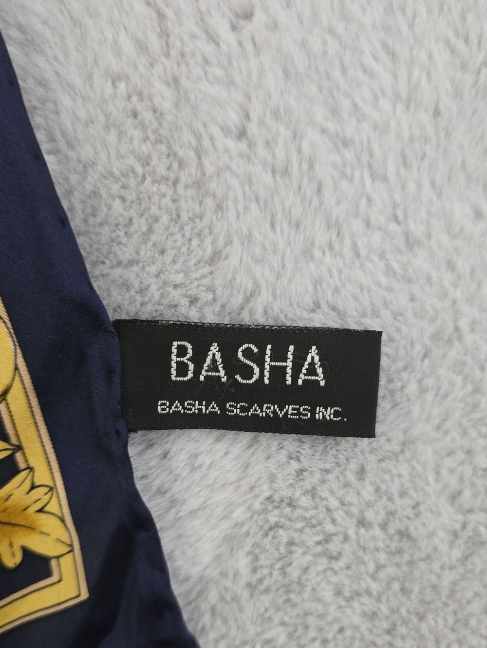 Basha Baroque Print Oblong Scarf Navy Green Gold Silk - Picture 3 of 5